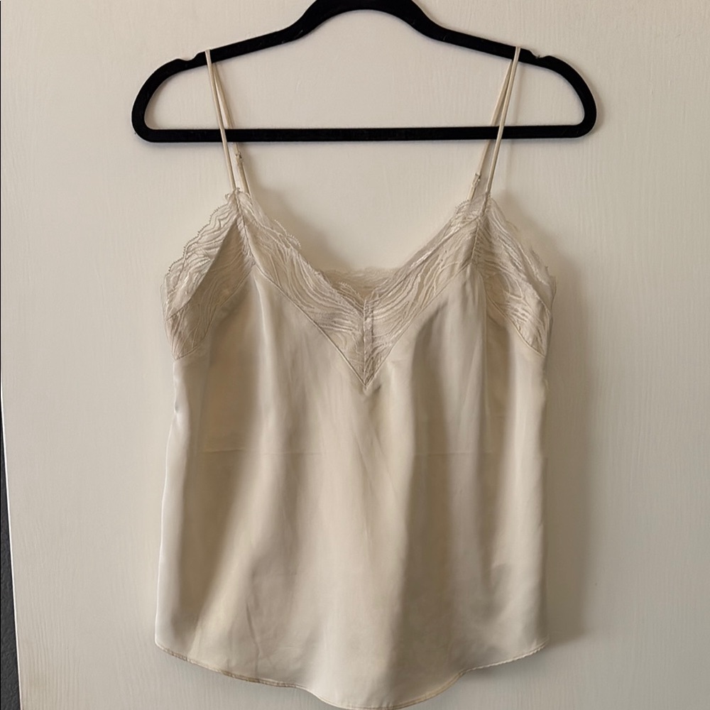 Express Cream Sleeveless Camisole With V-Neck - Main Image